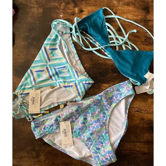 300$-L*Space by Monica Wise 3  piece swim suit set All Size XS New with Tags - Picture 2 of 5